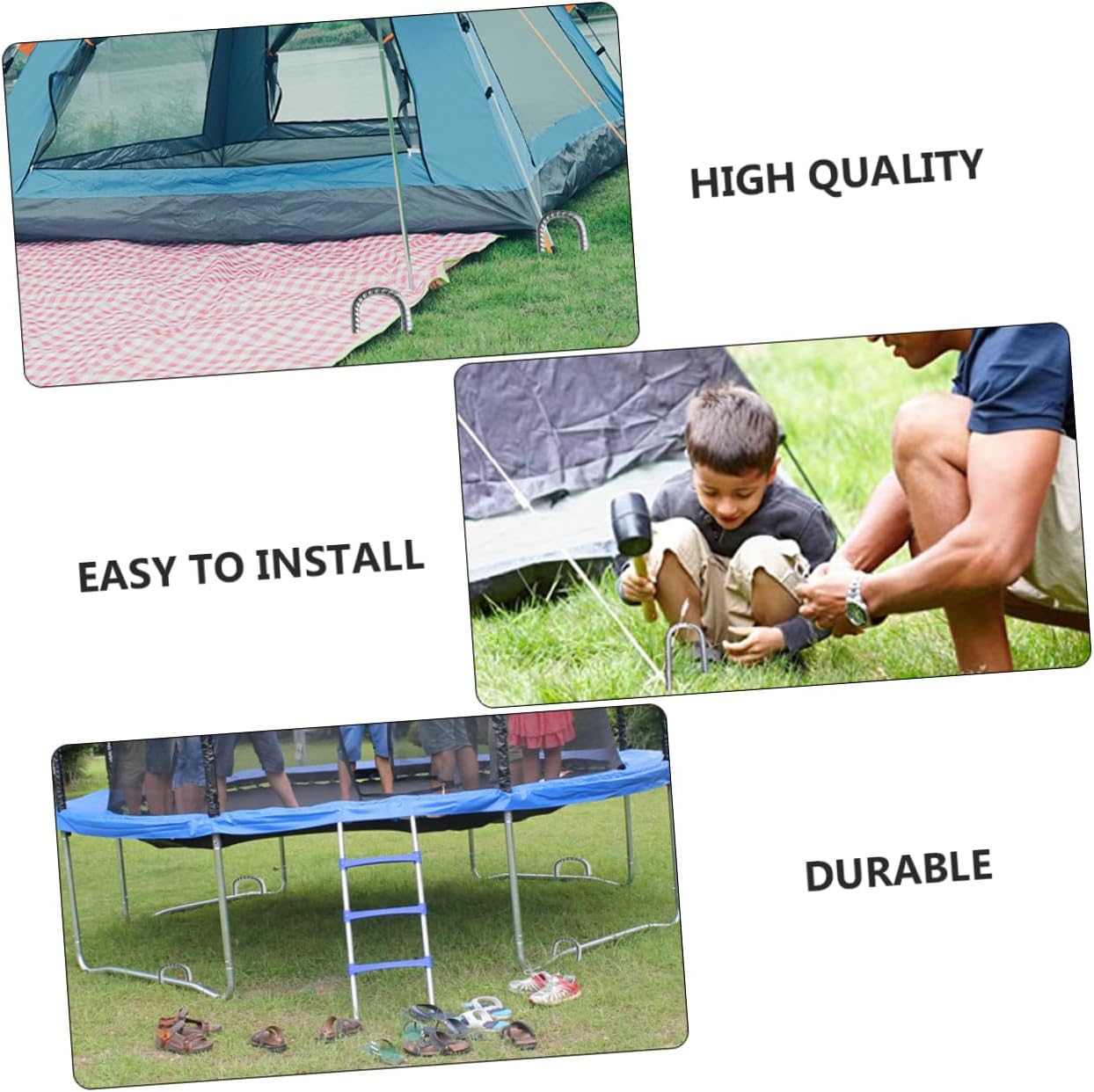 BESPORTBLE 4Pcs Galvanized Steel Tent Stakes Outdoor Camping Supplies Heavy-Duty U-Shaped Ground Pins for Tents Swings and Garden Fixing Rust-Resistant with Double Pointed Heads for Easy