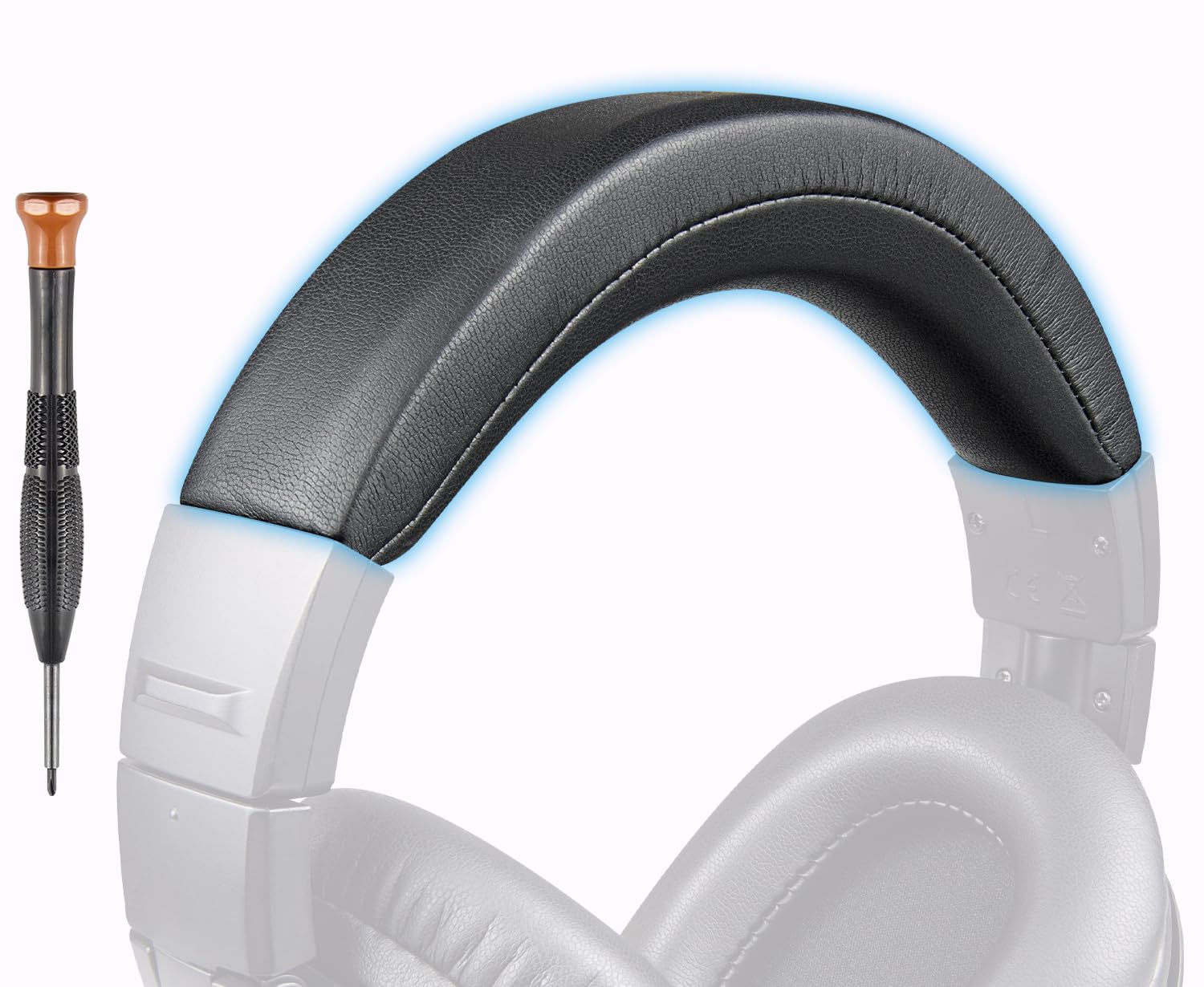 SOPROM Protein Leather Replacement Headstrap Pad Kit for Audio Technica ATH M50, M50X, M50XWH, Headband Cover Repair Part for M50XBT, M50XBT2, M50S/LE