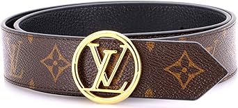 Pre-Loved LV Circle Reversible Belt Monogram Canvas and Leather Medium, Brown