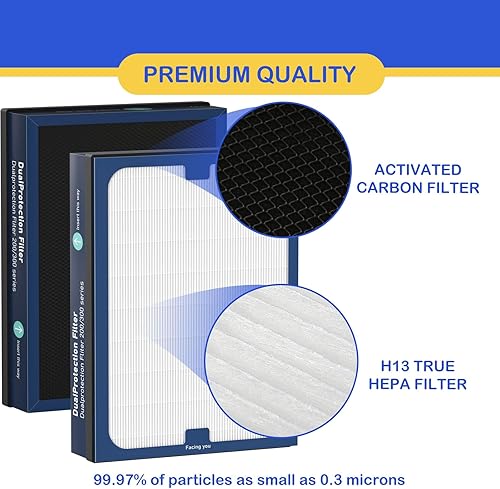 Miniatura 3 de Filtro de repuesto HEPA 200300 compatible con los modelos Blueair serie 200300 201, 203, 205, 215B, 250E, 270E, 303, filtro True HEPA H13, paquete