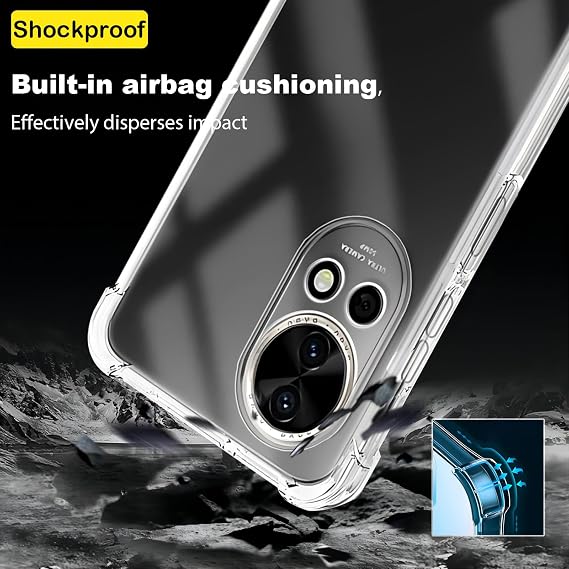 USTIYA Case for Huawei Nova 13 / Nova 12 Clear TPU Four Corners Military-Grade Protection Cover Transparent Soft funda