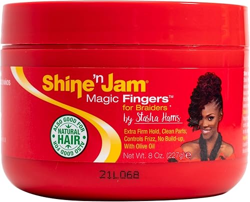 Ampro Shine-n-Jam Magic Fingers Gel für Zöpfe. Bietet festen Halt mit nicht fett