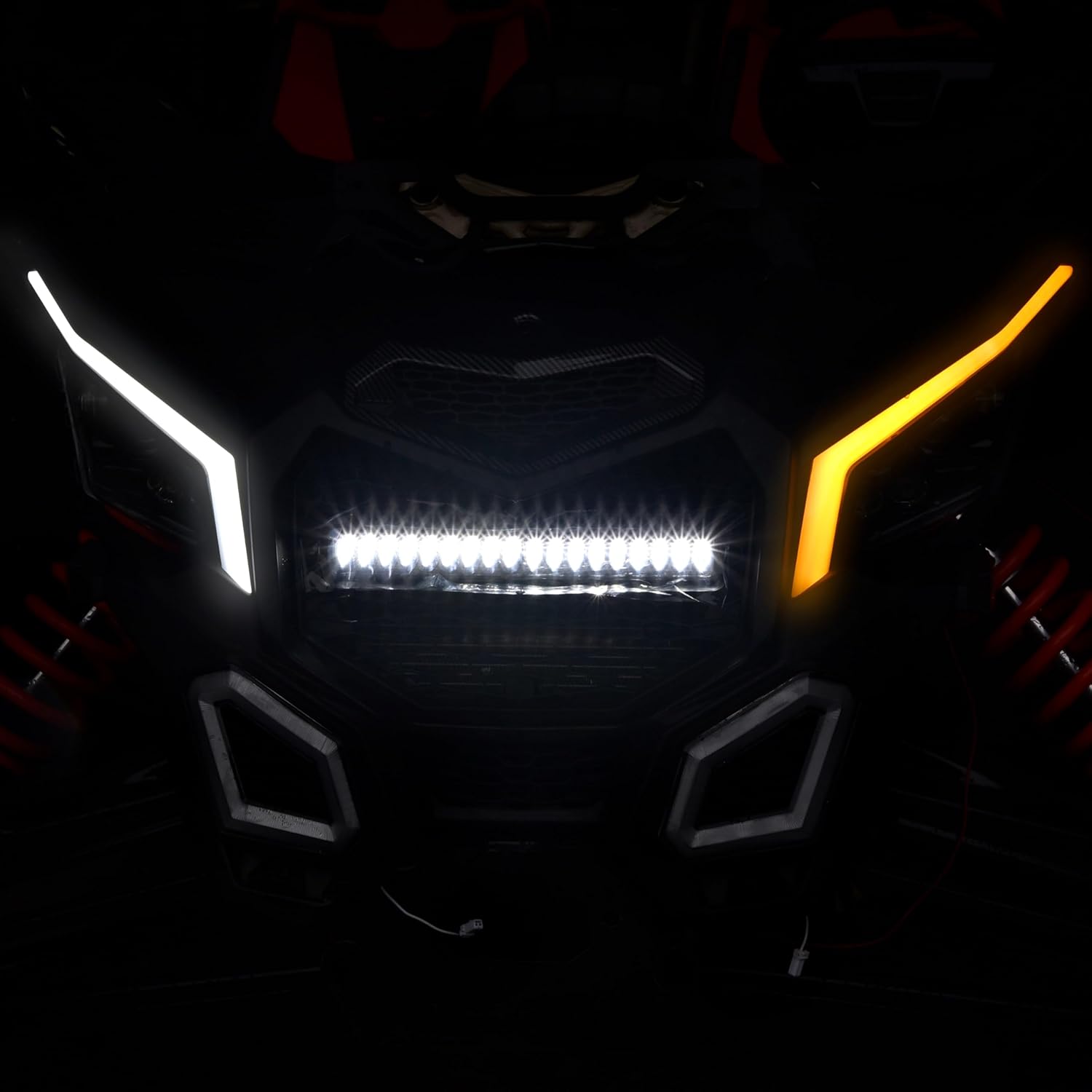 SAUTVS X3 LED Front Signature Fang Lights, LED Turn Signal Lights Assembly for Can-Am Maverick X3 XDS XRS Max Turbo R Trail Sport Max 2017-2025 Accessories (2PCS, Replace #710004994, 710004995)