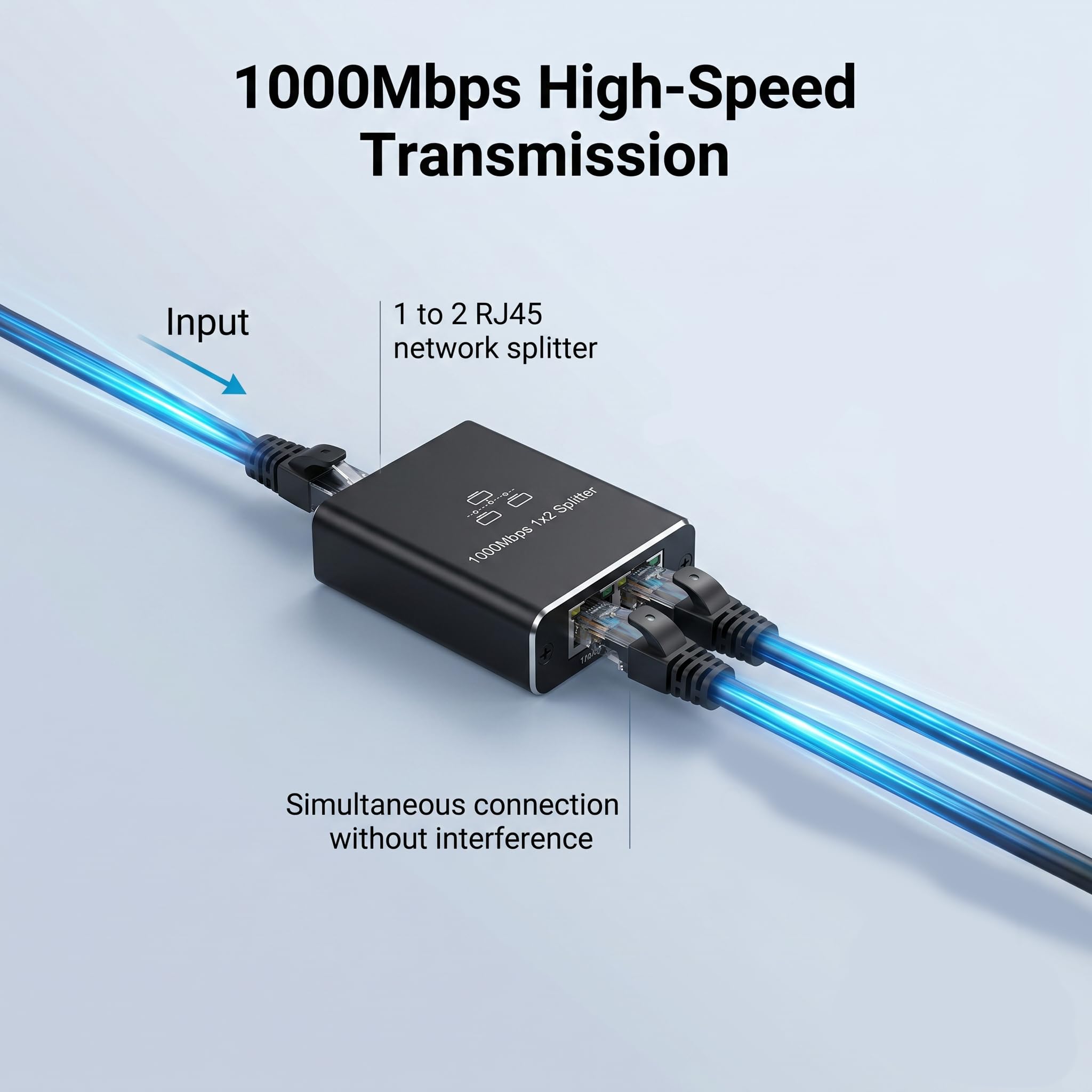 LAN Splitter 1 auf 2, Gigabit LAN Switch 2 Port 1000Mbps RJ45 Switch Computer, Smart-TV, Router, Hub, Set-Top Box, universelle Kompatibilität, robustes Gehäuse, Plug&Play, einfache Netzwerkerweiterung