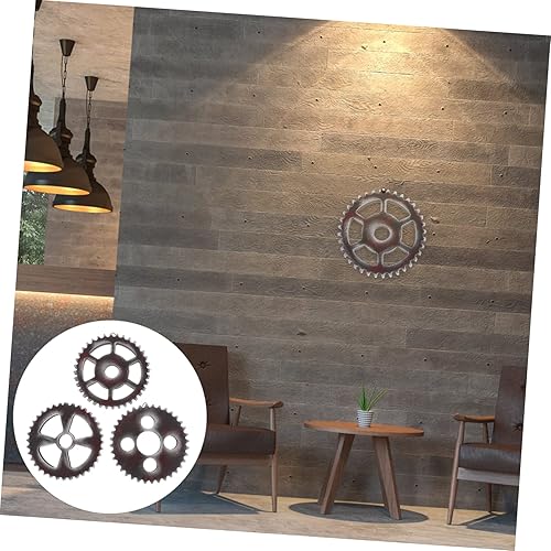 Miniatura 5 de Cabilock Decoración de engranajes de engranajes únicos, engranaje de madera, arte de pared, estilo industrial, colgante de pared para bar y hogar