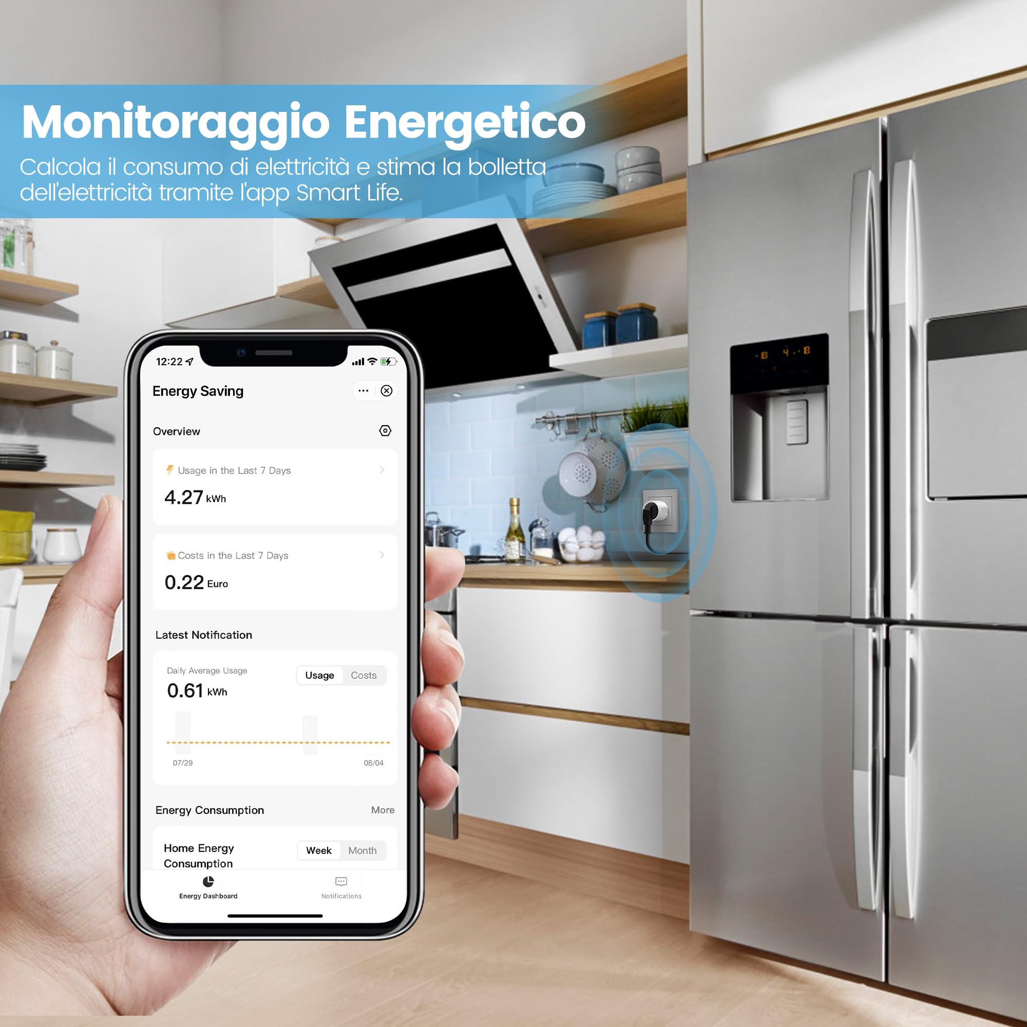 Presa Smart Mini, EIGHTREE Presa Wifi(Schuko) Compatibile con Alexa, Google Home, Presa Intelligente con Monitoraggio Energia, Presa Temporizzata, Controllo Remoto, 16A 3680W, 4 Pezzi