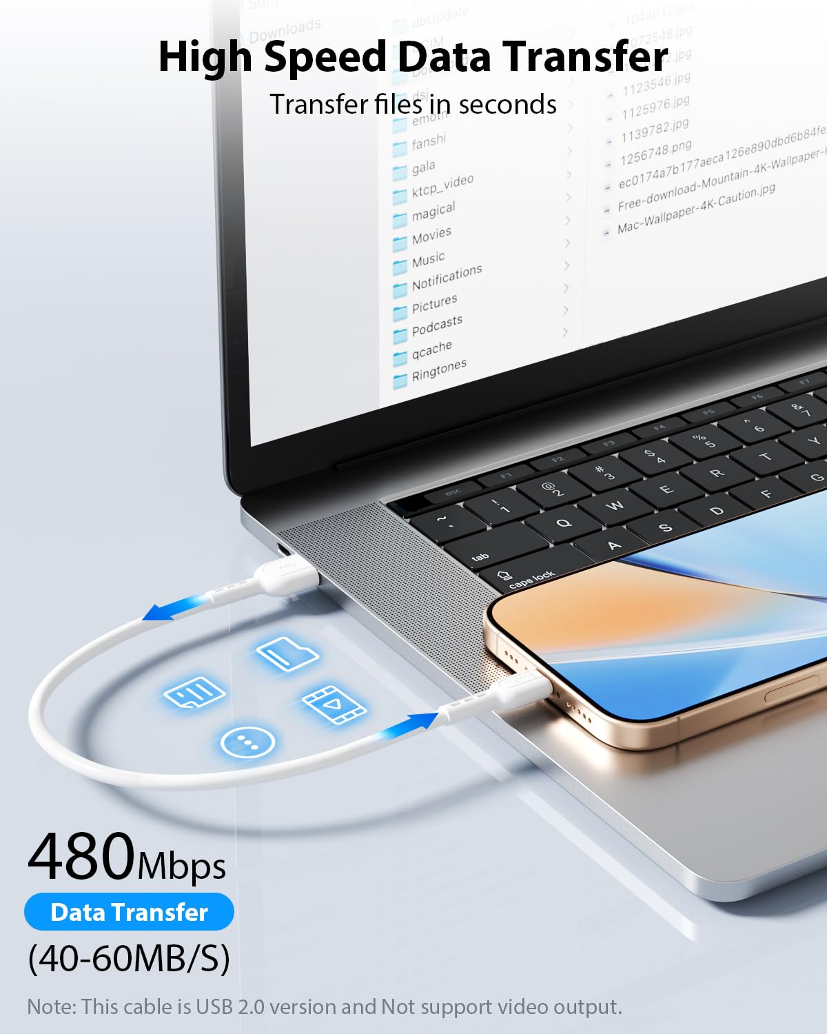 SOOPII Short USB C Cable,6 Pack 8 Inch USB A to USB C Cables,Short Type C Fast Charging Cables,Compatible with lPhone,Galaxy,lPad,Laptop,Charging Station and Power Bank Accessory(White) image 5