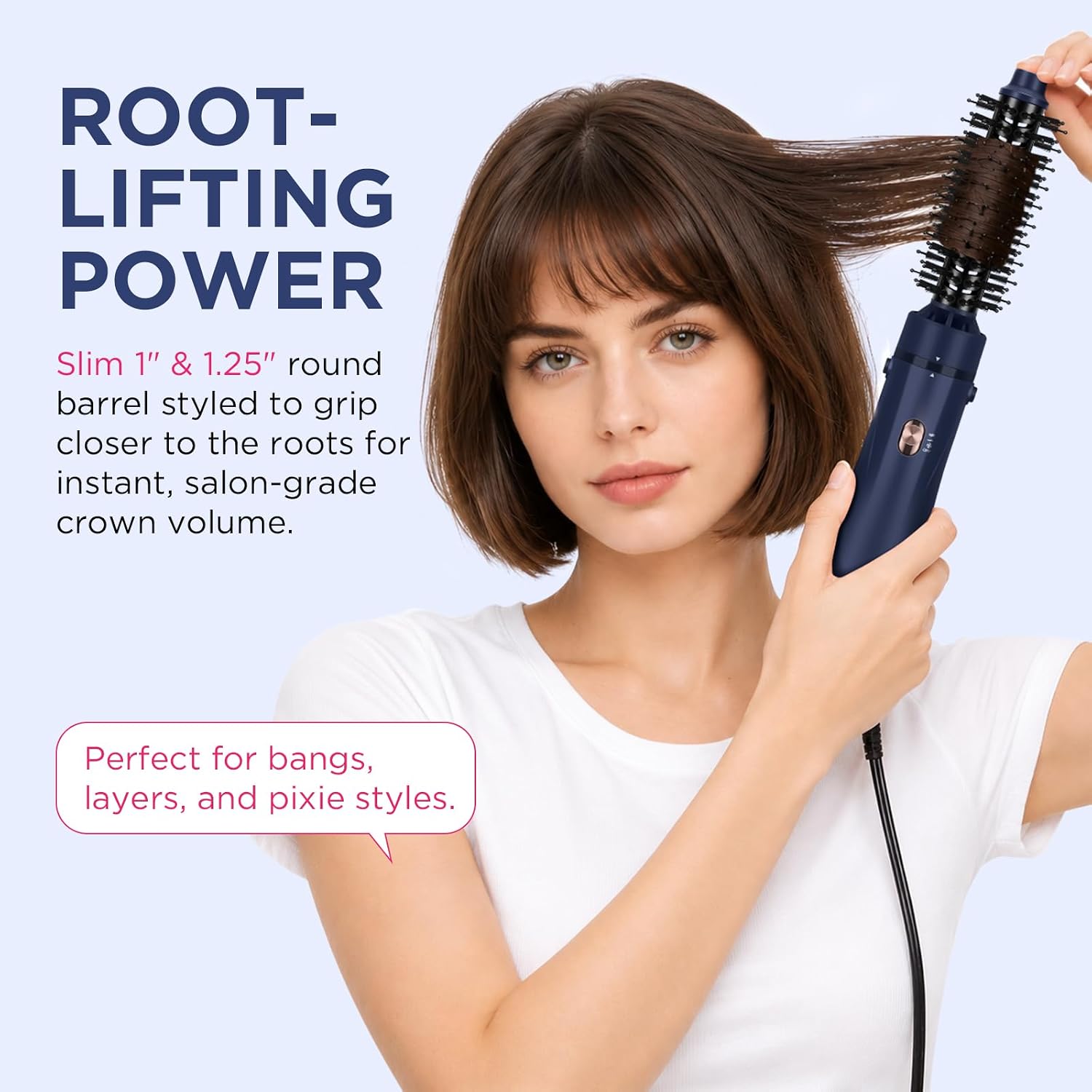 hair dryer brush, aima beauty 4-in-1 upgrade hot air straightener curler function for women, hair styling tools, prussian blue-round dark blue 1" & 1.25" round barrel