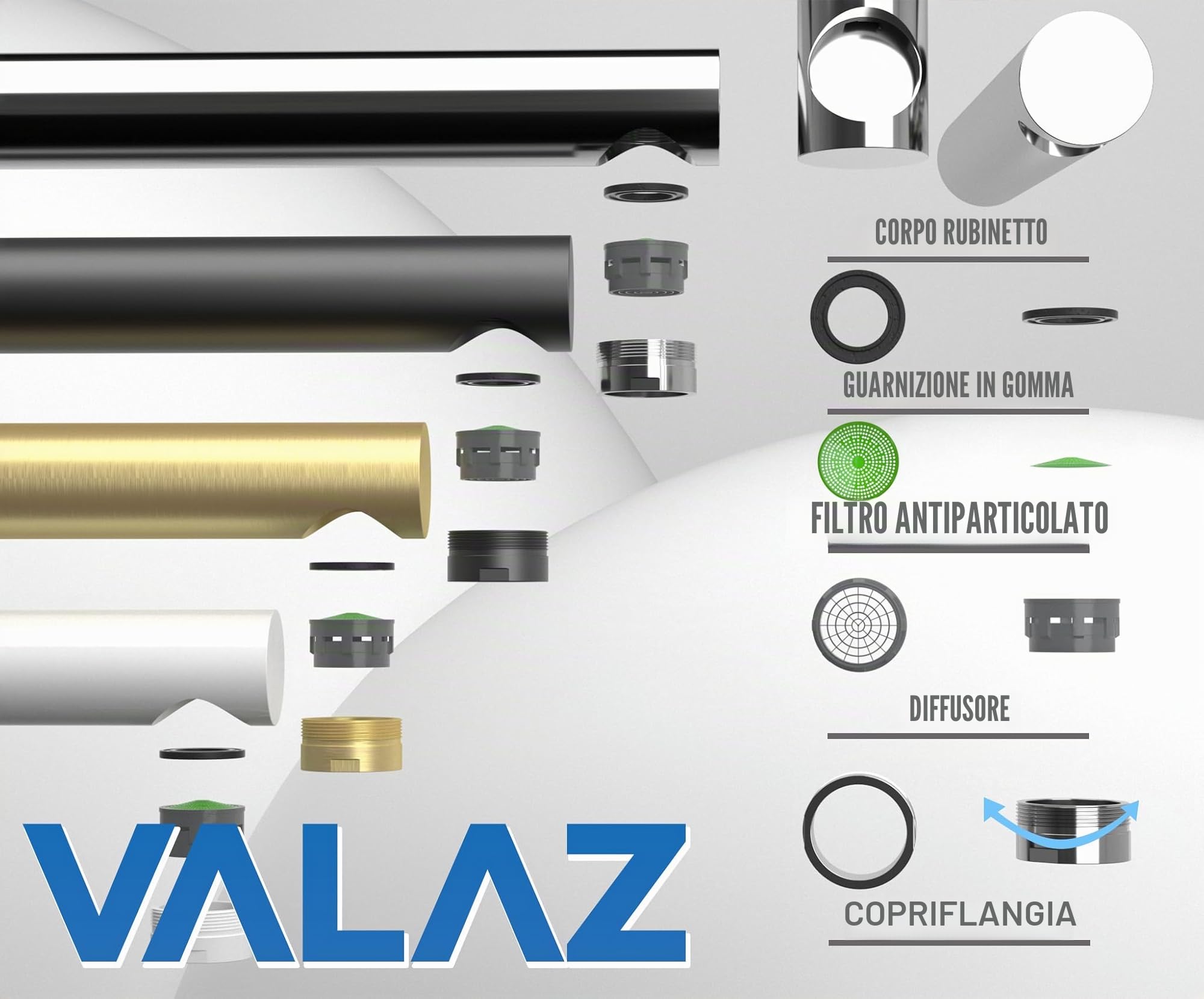 VALAZ Rubinetto Bagno Lavabo a Muro Cromo | Miscelatore Lavabo Bagno Acqua Fredda e Calda, Risparmio Acqua | Installazione Facile e Veloce | Ottone, Inossidabile, Elegante, Quadrato, Serie Tajo