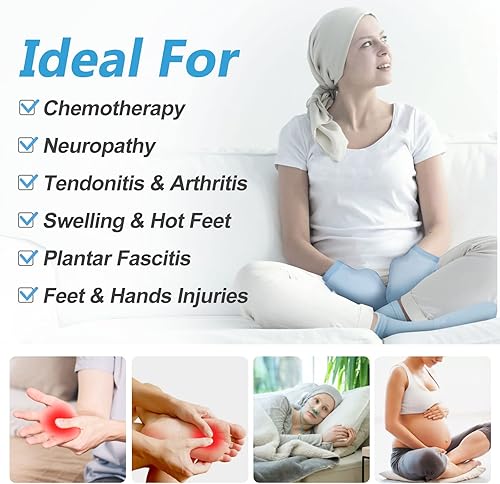 Miniatura 2 de Calcetines de quimioterapia para terapia de frío y guantes de hielo de mano para neuropatía de quimioterapia, paquete de cuidado de quimioterapia