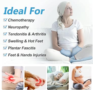 RelaxCoo Chemo Cold Therapy Socks & Hand Ice Pack Gloves for Chemotherapy Neuropathy, Chemo Care Package for Women and Men, Plantar Fasciitis, Carpal Tunnel, Arthritis Hand Feet Pain Relief, S/M