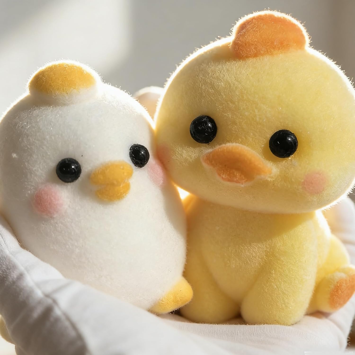 Cute Squeeze Handmade Taba Squishy Chicken Toy, Soft Silicone Mochi Fidget Stress Relief Toy for Adults & Kids (2PCS Duck Chick Set)