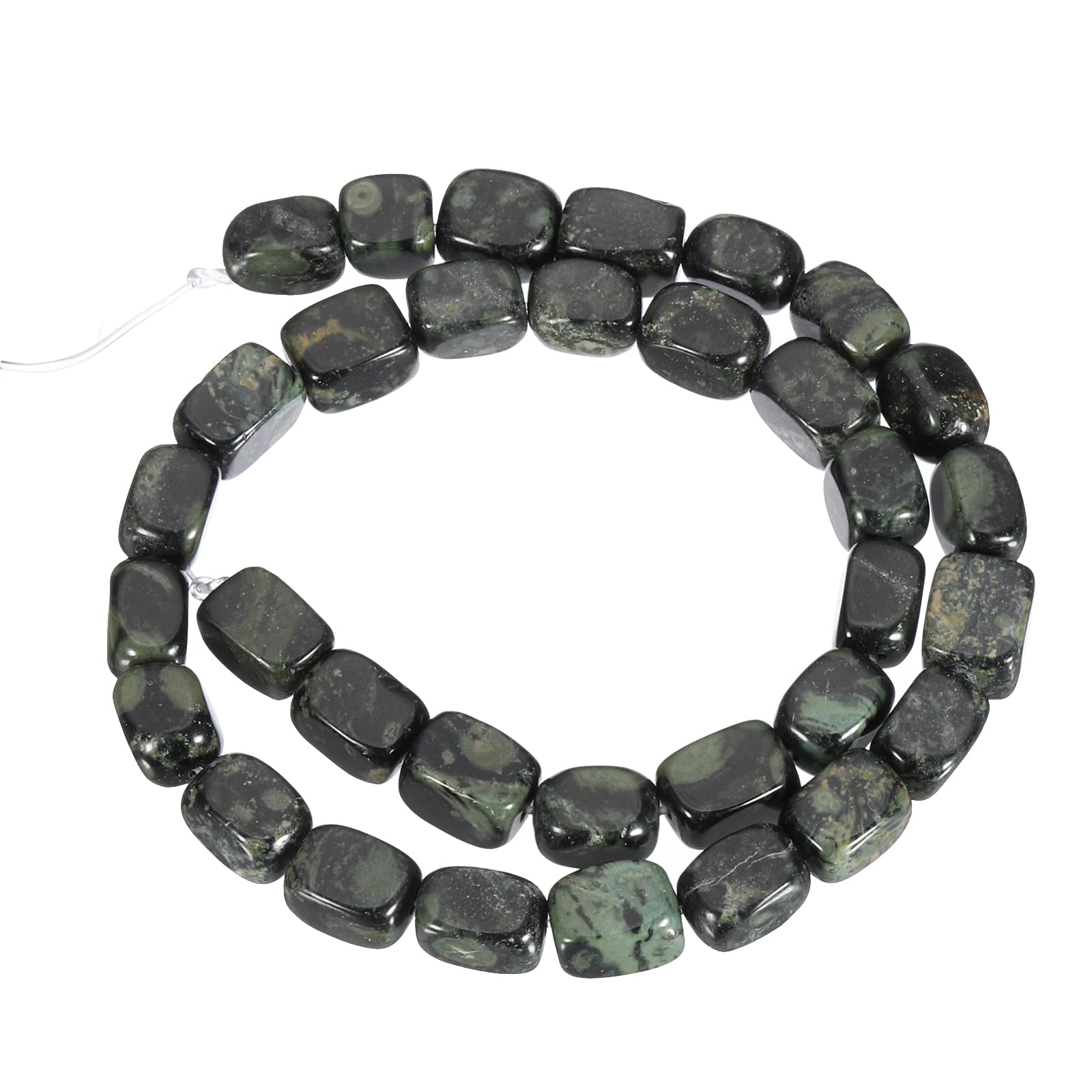 PATIKIL 12x8mm Natural Stone Gemstone Beads for Jewelry Making 1 Strand 15"/38cm Cuboid Loose Spacer Beads Crystal Agate Beads for Bracelet Necklace DIY Art Craft Black Green - Image 4