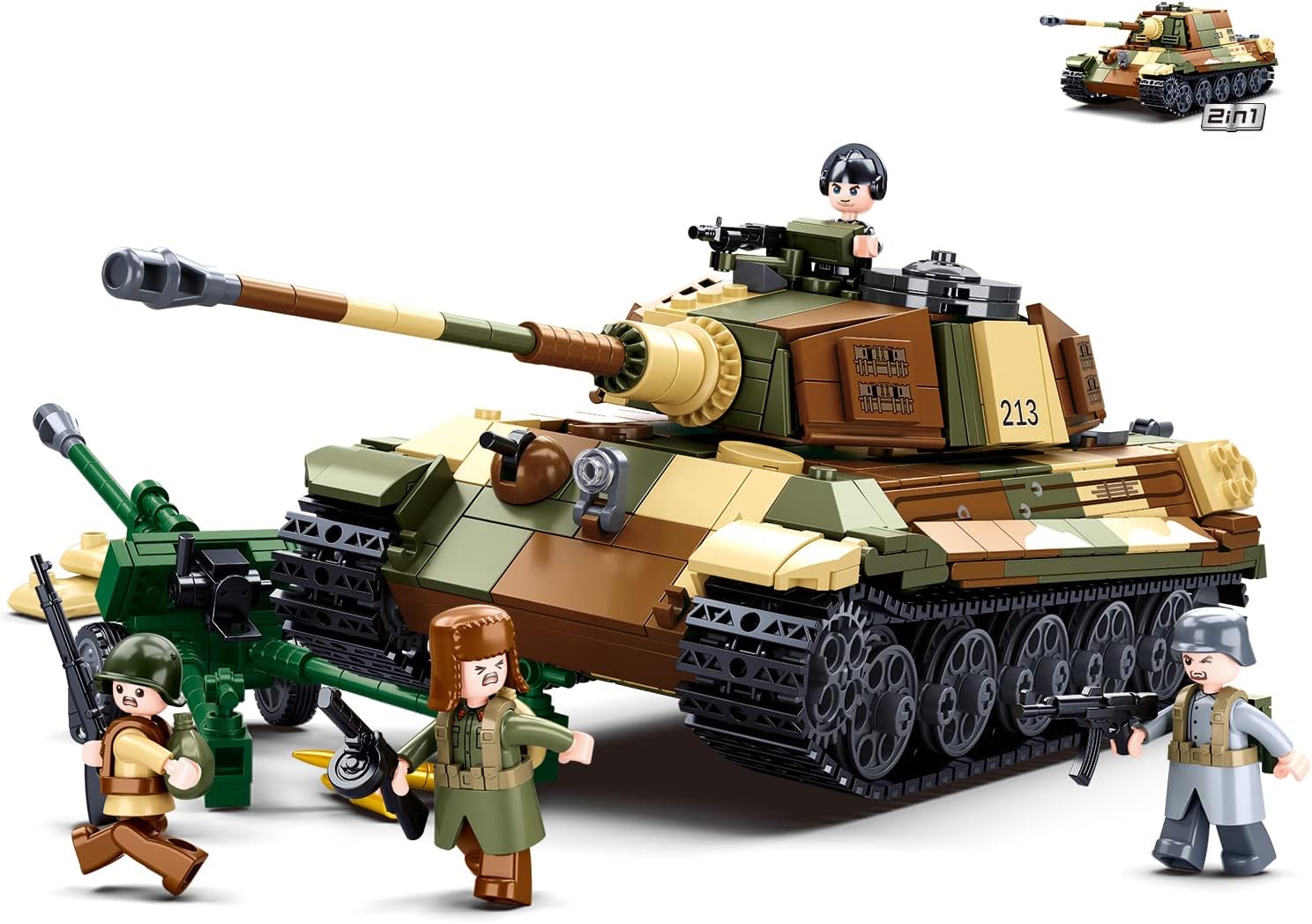 Sluban Army Battle of Budapest -The King Tiger Heavy Tank/Tiger Hunting Heavy Tank 2IN1 930pcs