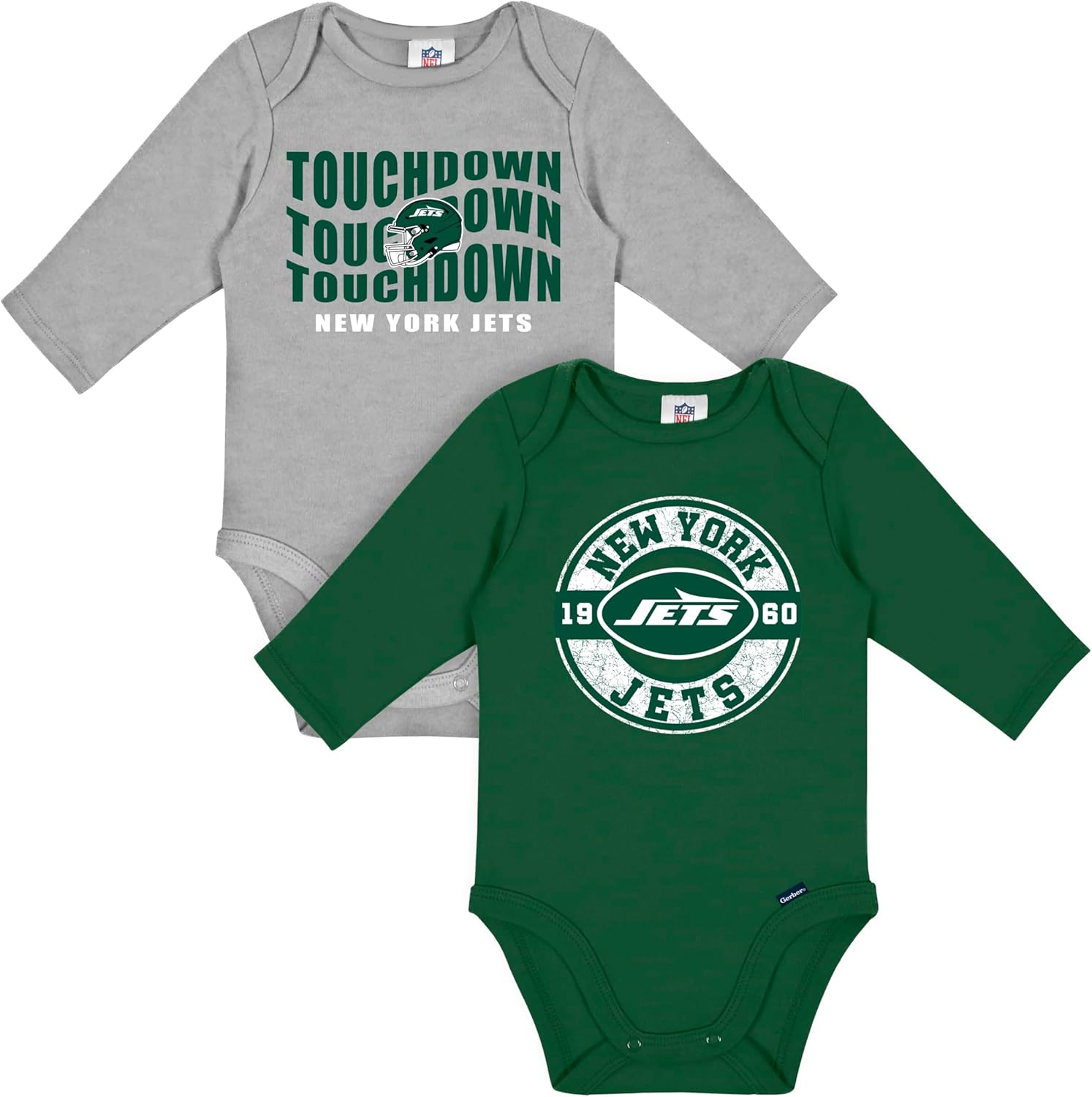Gerber NFL Unisex-Baby NFL 2-pack Long Sleeve Onesie Bodysuit