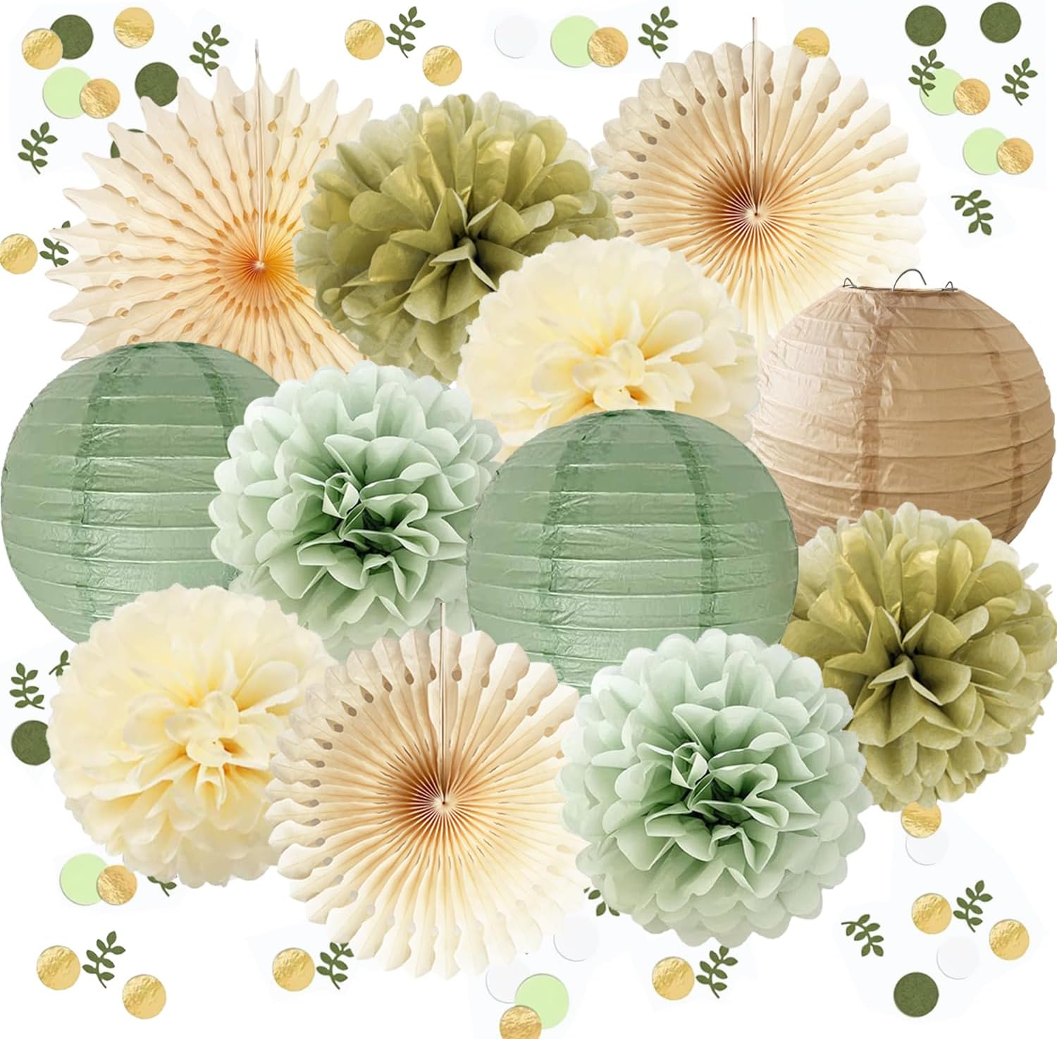 Sage Green Party Decorations Sage Gold Cream Tissue Paper