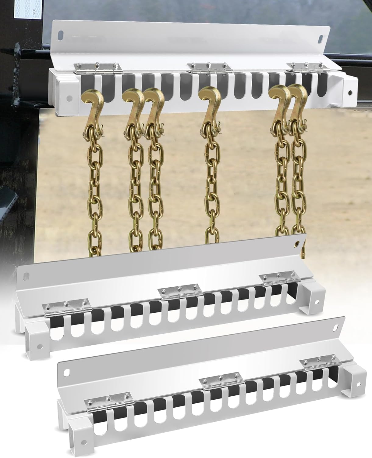 Heavy 24" Trailer Chain Rack Holder, Used to Fix The Trailer Chain Hook, Made of High Carbon Steel - Holds up to 14 Chain Hooks 1PCS