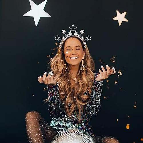 Miniatura 2 de Diademas de bola de discoteca para mujer, diadema de estrella de diamantes de imitación de los años 70 y 80, disfraz de discoteca para fiestas