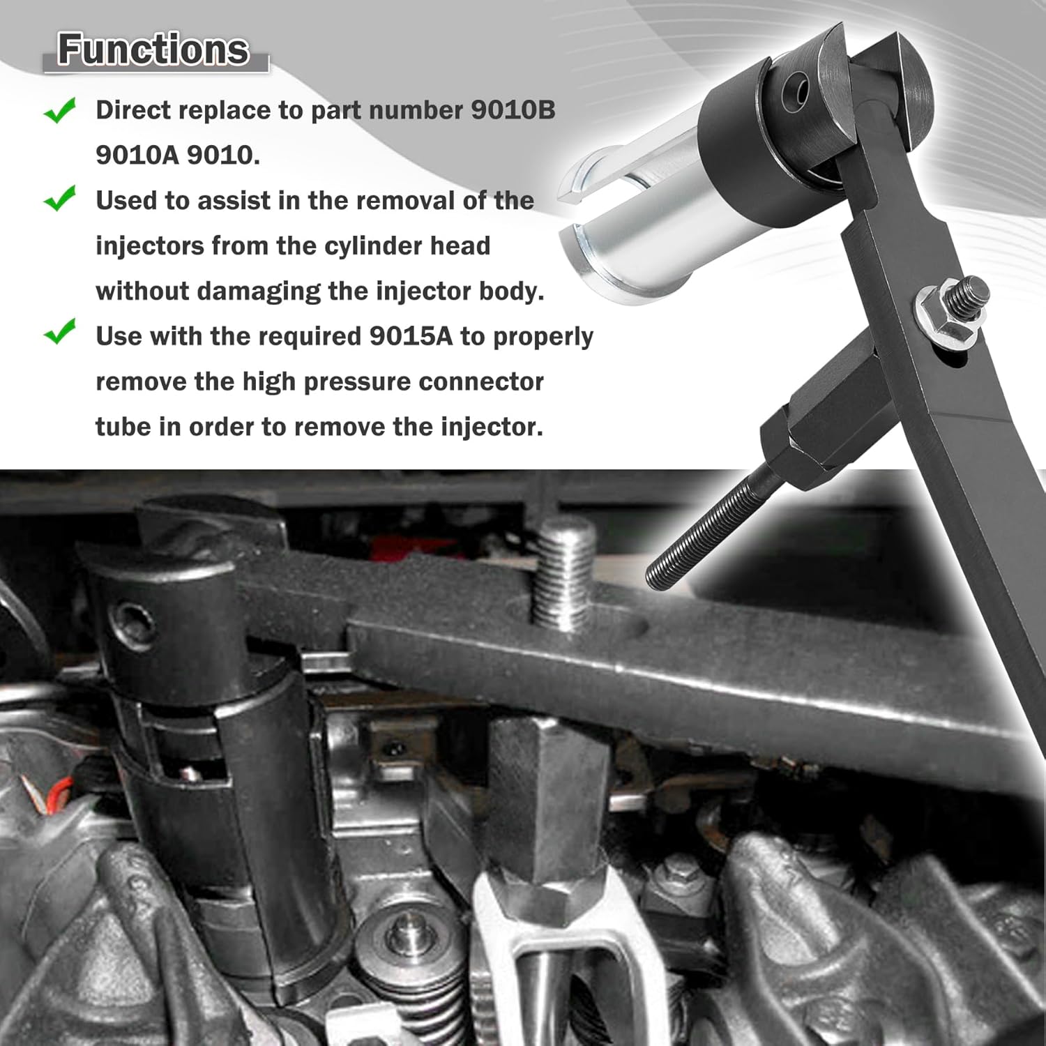 9010 Fuel Injector Remover Puller Fit for 5.9L 6.7L Cummins Diesel Engine/Dodge Ram Truck 1500 2500 3500 4500, Replace Part Number AM-9010 9010A 9010B, Cummins Diesel Injector Removal Tool