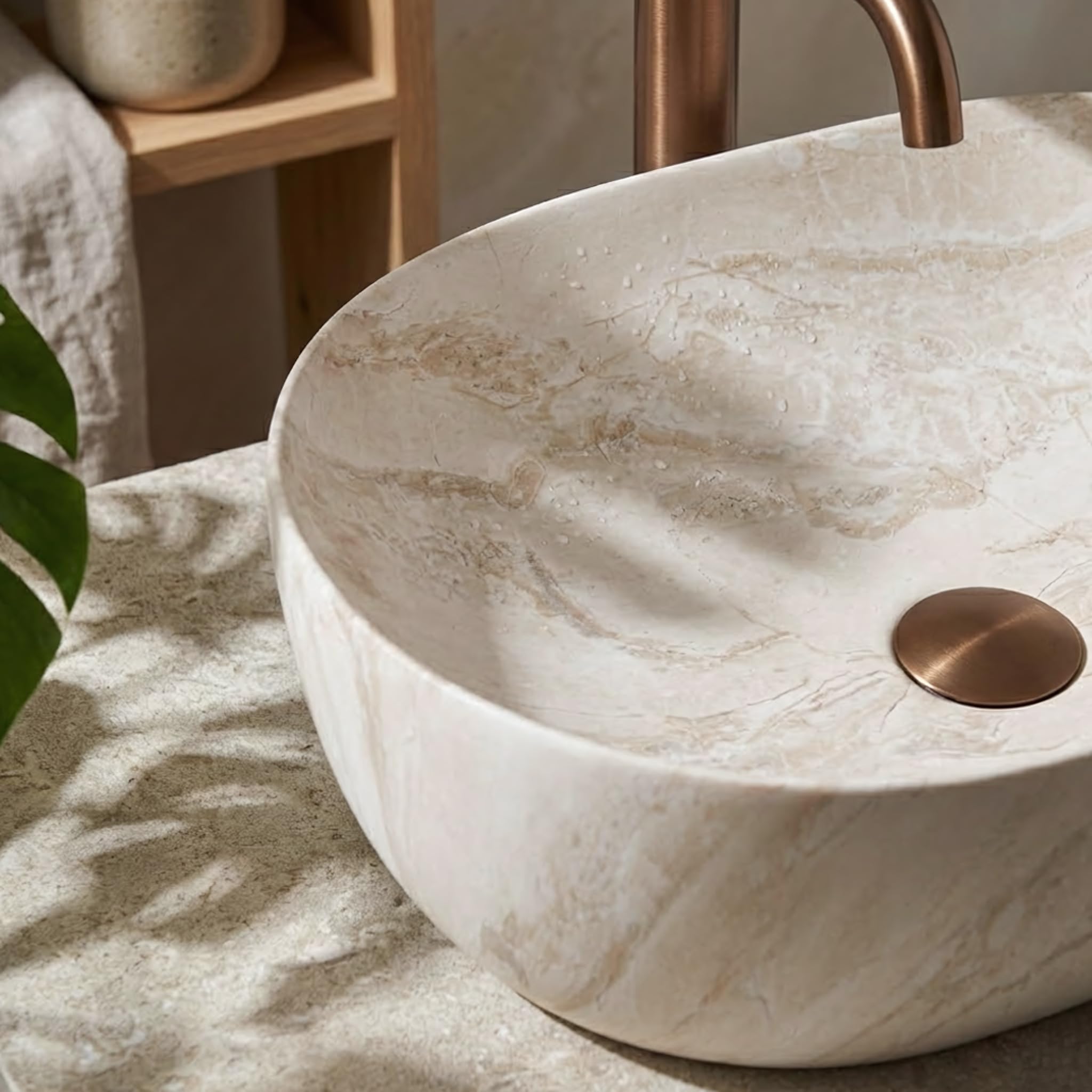 Lavabo Sobre Encimera Rea Amelia Kallisto 48 Beige 48X34,5X13,5Cm