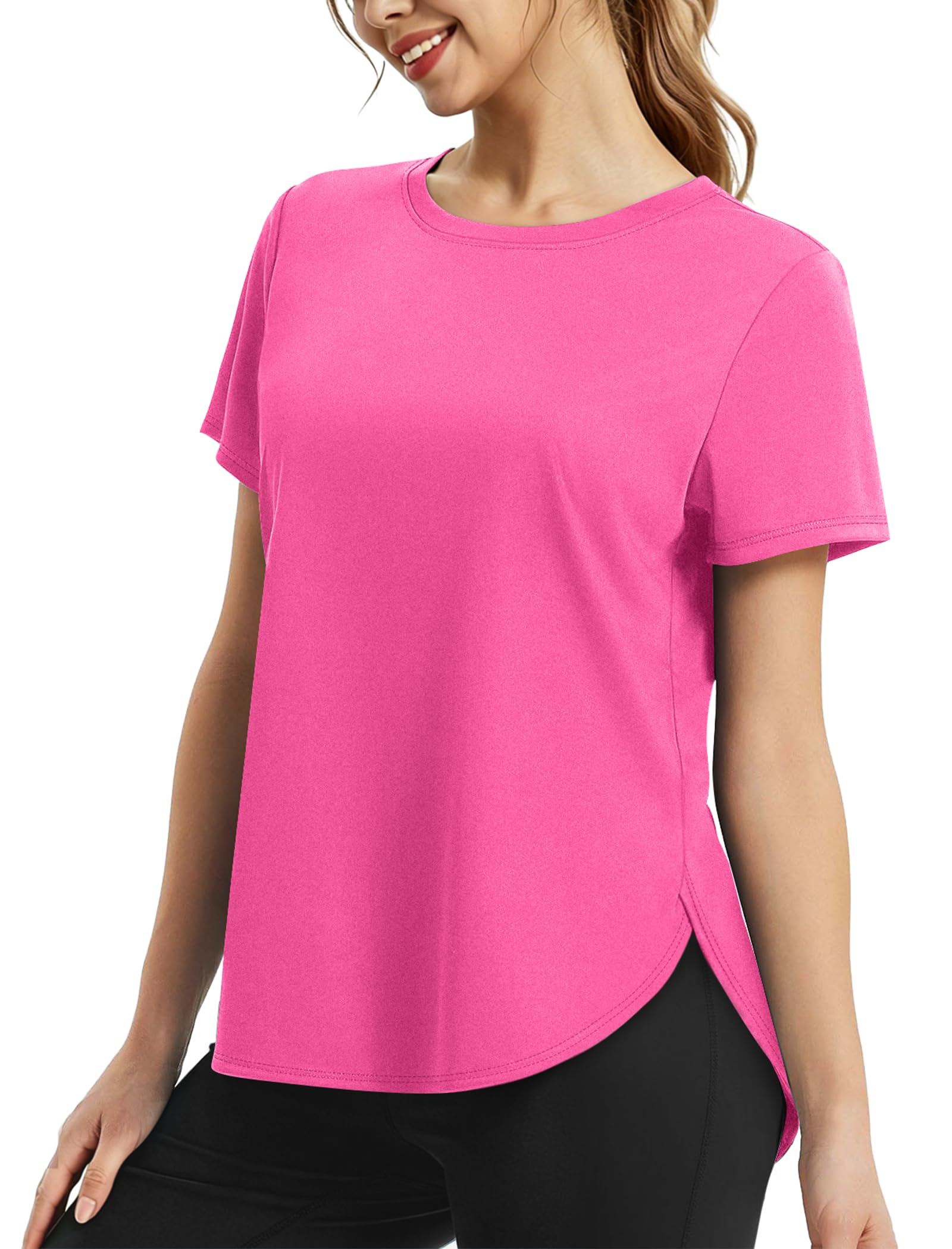 NIASHOT Workout Tops for Women Activewear Short Sleeve Shirts Gym Clothes Pilates Running Yoga Tops UPF 50+ Quick Dry — view 10
