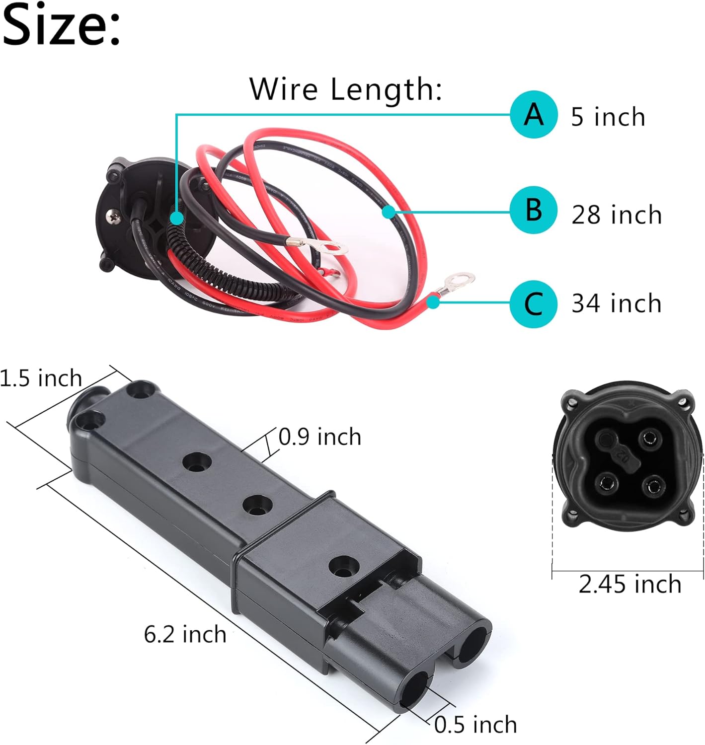 10L0L Golf Cart MAC DC 48V Charger Plug & Powerwise Receptacle for Yamaha G19 G22 Electric Cart OEM# JW2-H6181-02 JR1-H235A-00