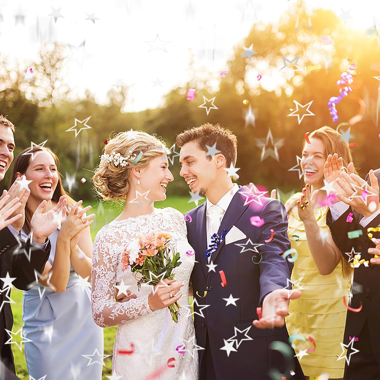 Sliver Star Confetti Glitter Sprinkles for Party Table Scatters Decoration Birthday Baby Shower Wedding Party Decor- Shiny, PVC Five-Pointed Stars