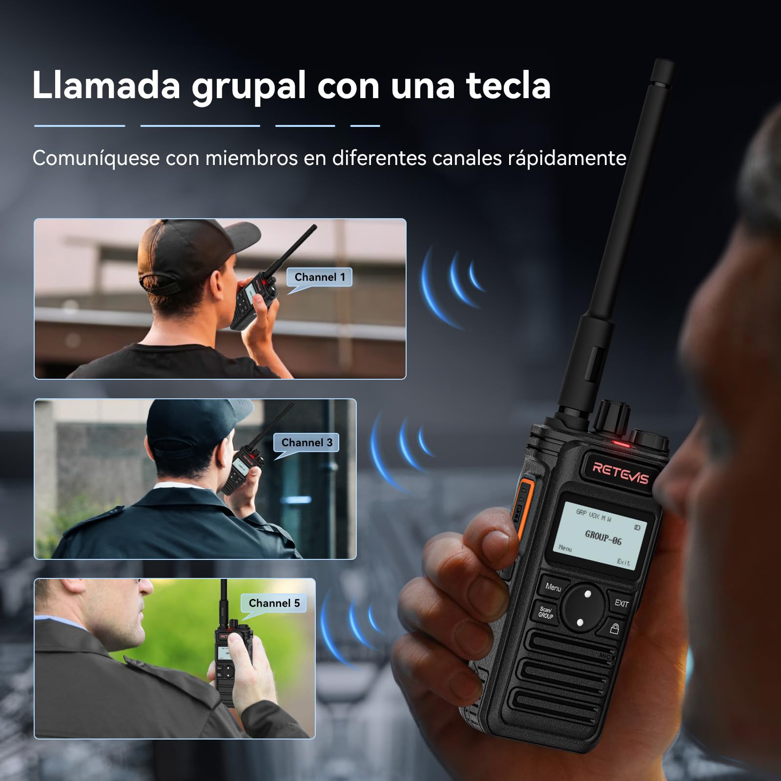 Retevis RT86S Walkie Talkie Profesional, Walkie Talkie para Almacenes | Walkie Talkie Bateria Recargable con Micrófono, Tipo C, Pantalla LCD, 2600 mAh para Construcción, Almacenes, Negro, 2 Piezas