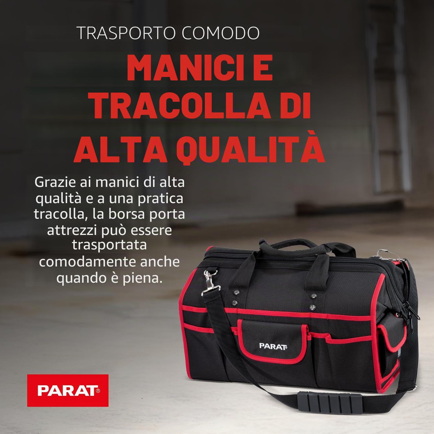 PARAT Basic Tool Softbag M | Borsa per attrezzi con volume di 25 l e 33 scomparti per attrezzi, robusta borsa per attrezzi in nylon con tracolla e maniglie, borsa per attrezzi professionale per