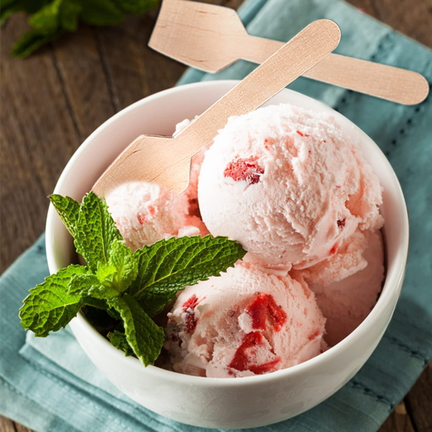 Lot de 100 cuillères mini, à dessert, à glace, biodégradables pour crème glacée, gâteau, gelée, yaourt