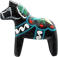 Vista 1 de Imán de cocina decorativo de caballo Dala de madera negra con temática sueca de 2 pulgadas ScandinavianGiftOutlet