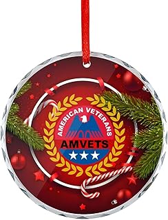 Amvets Christmas Glass Pendant, 3.1 in Decorative Ornament