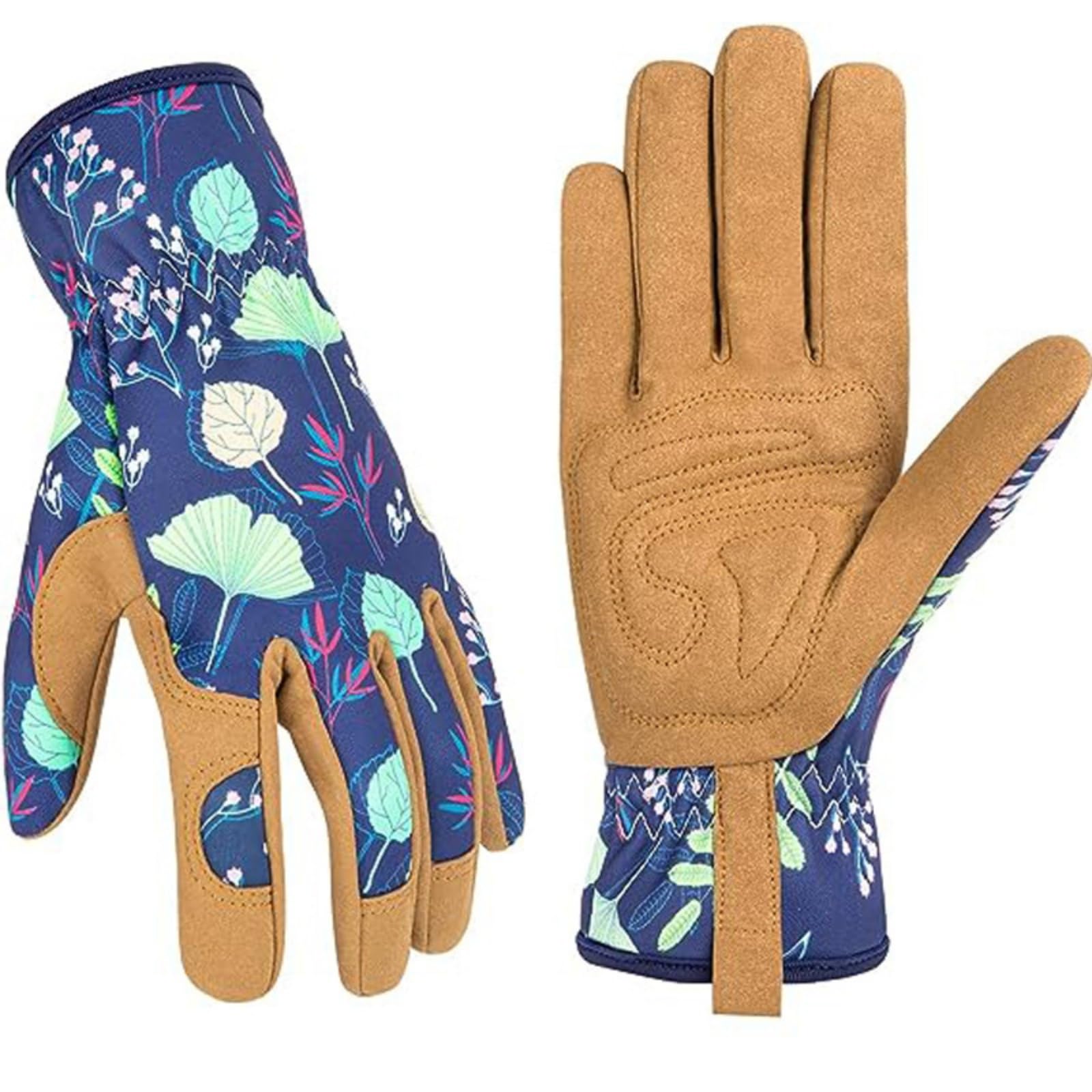 Kideerly Gardening Gloves for Women, Thorn Proof Heavy Duty Microfiber Gloves with Leather Fingertips, Non Slip Grip, Protective Garden Gloves, Gardening Gifts