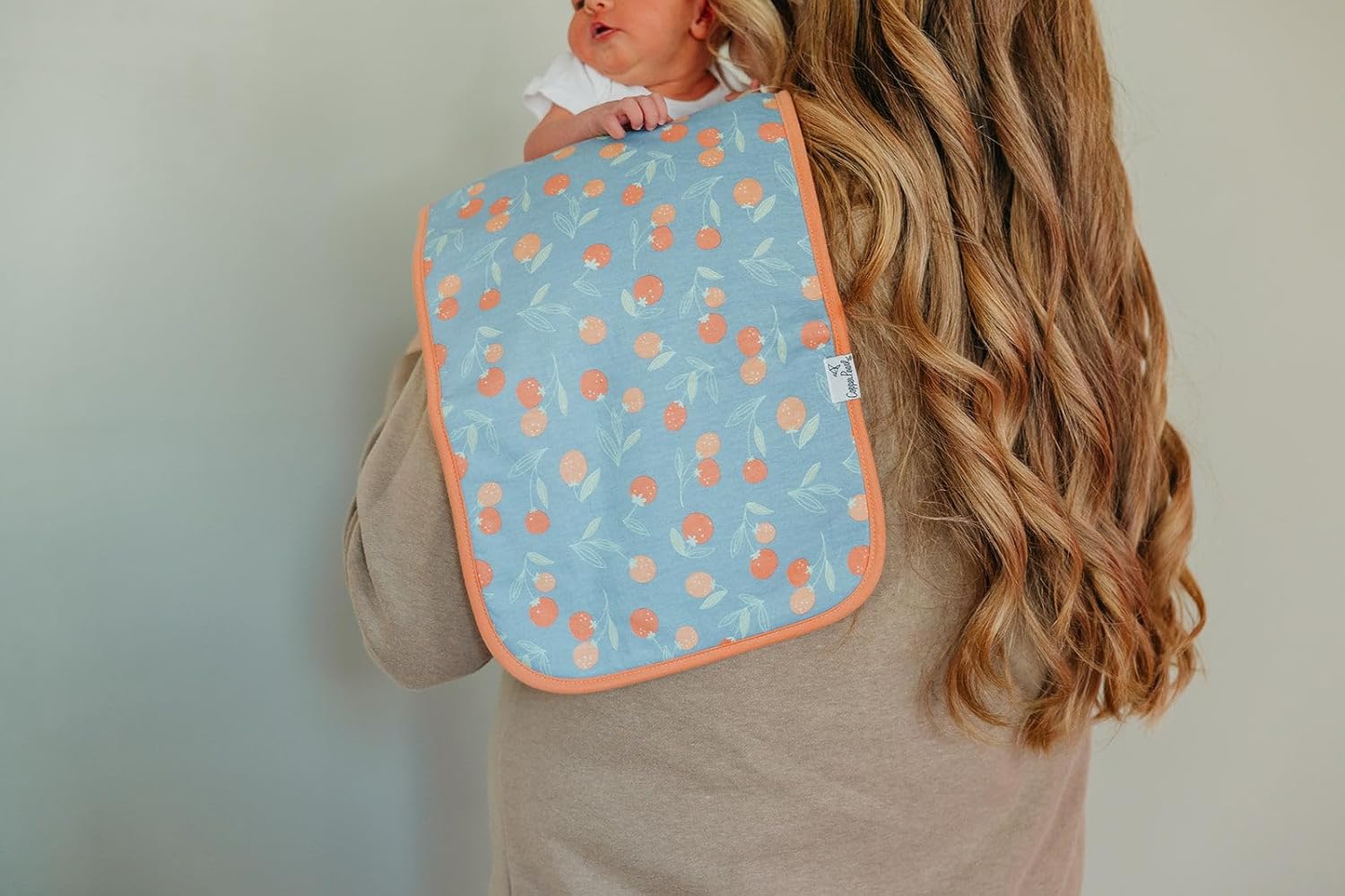 Copper Pearl Premium Baby Burp Cloths - 3-Pack Large Cotton Burp Cloths, Extra Soft Spit Up Rags with 3 Absorbent Layers, Perfect for Baby Boy and Baby Girl Gifts (21" x 10" Size, Clementine Set) - Image 6