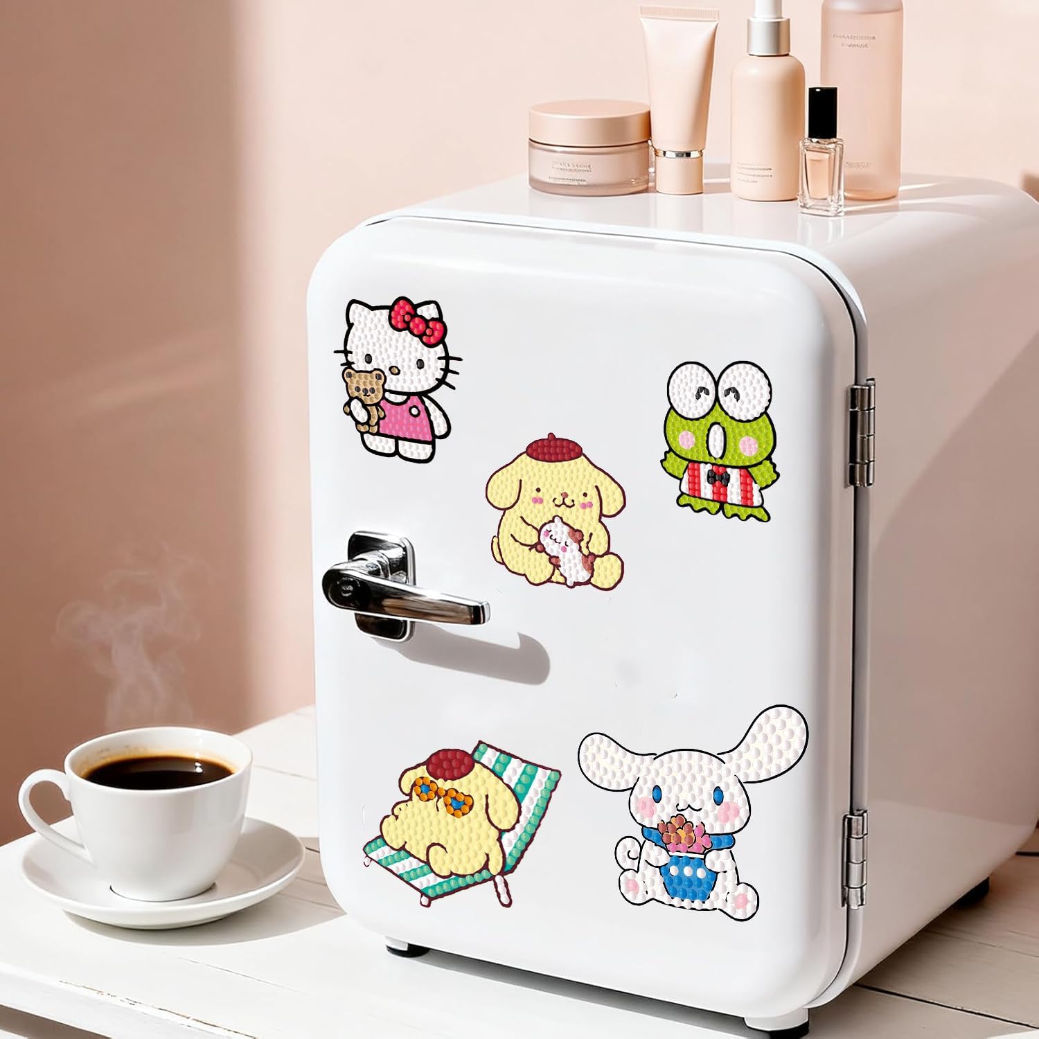 20 Pcs Cartoon Diamond Art Magnets for Kids, 5D DIY Small Diamond Painting Magnets Stickers Cute Characters, Home Kitchen Refrigerator Decor, Holiday Party Favors Gifts (with Gift Box)