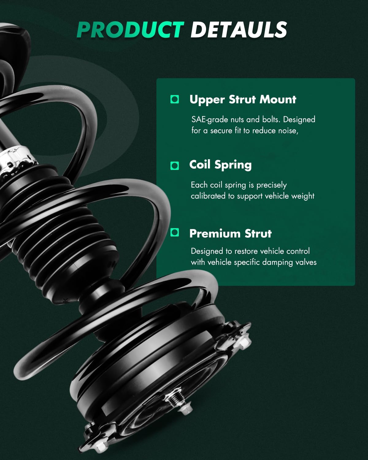 SCITOO Shock Struts Replacement Complete Assembly Front Pair Fit for 2009-2014 Murano Quick-Strut Complete Strut Assembly