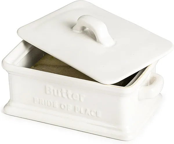 Spoon Rest for Stove Top, Ceramic Spoon Holder & Butter Dish with Lid, Ceramic Butter Dish for Countertop