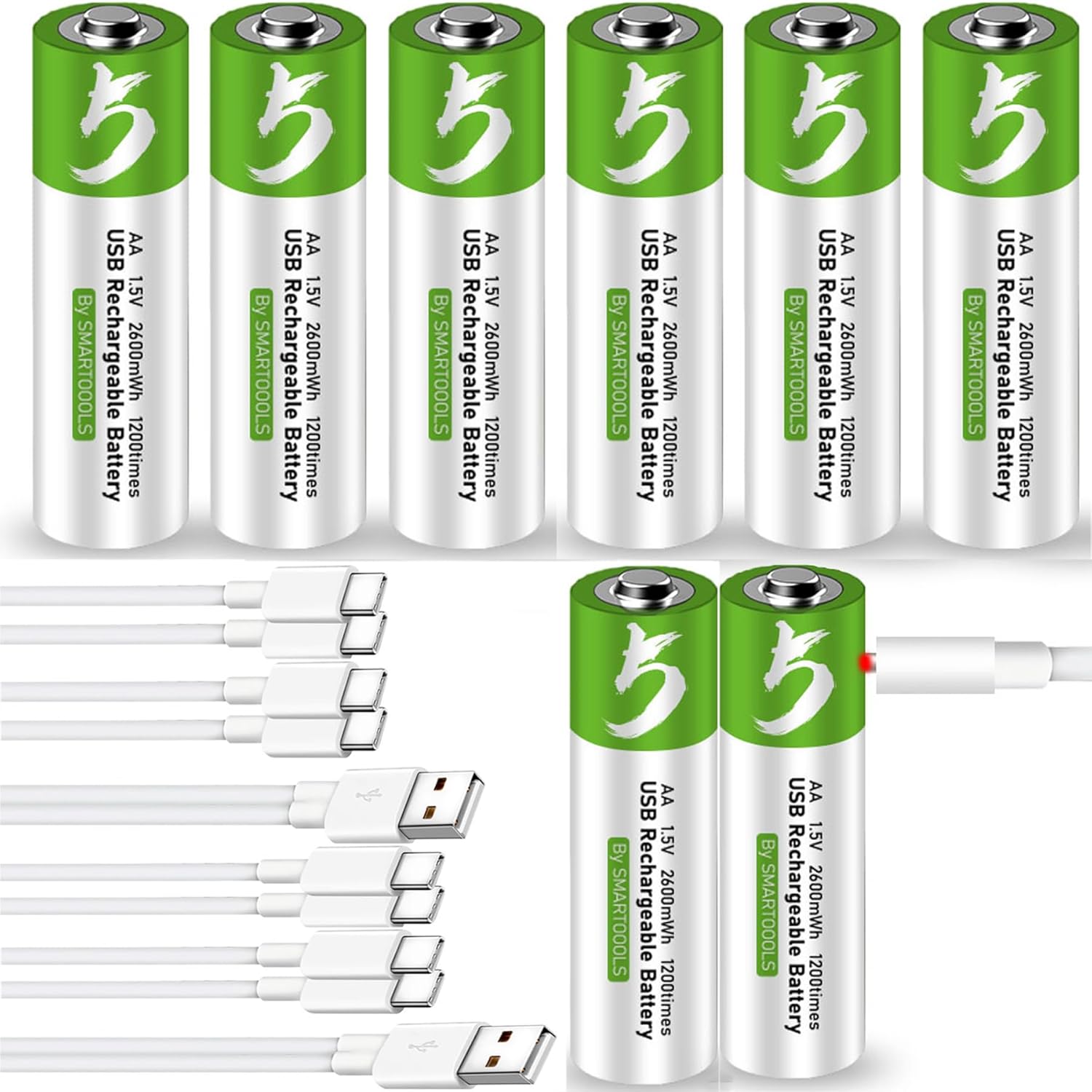CAMELCELL AA Batteries 8 Pack, Rechargeable AA Batteries