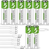 Vista 15 de Paquete de 4 pilas AA, pilas AA recargables, 2600 mwh con cable de carga USB tipo C 4 en 1, baterías de litio doble A, batería AA de 1.5 V, potencia
