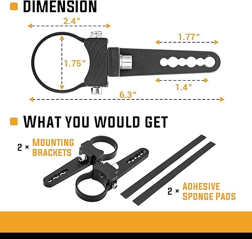 Miniatura 8 de Soportes de montaje de luz LED de 2.3in, universal para jaula de toro, compatible con ATV UTV Polaris Ranger RZR Ace General Arctic Cat Yamaha YXZ