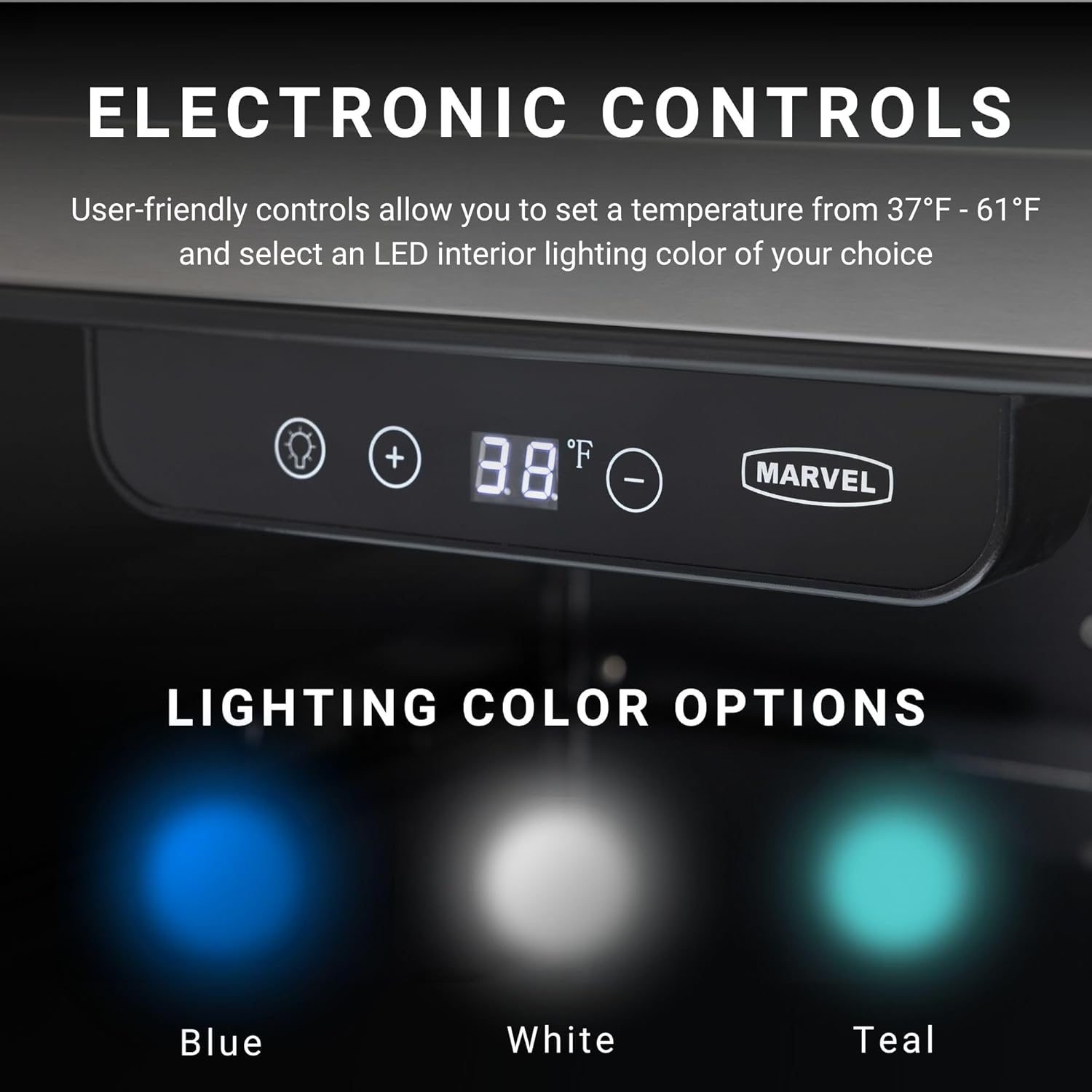 Marvel Northland Collection 24” Single Zone Undercounter Wine Refrigerator, 6 Full-Extension Wine Racks, Stores up to 49 Bottles of Wine, Indoor/Outdoor Rated