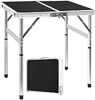 Vista 1 de Mesa plegable pequeña de 2 pies, mesa de campamento ligera de altura ajustable, mesa portátil de fácil instalación, mesas de playa plegables