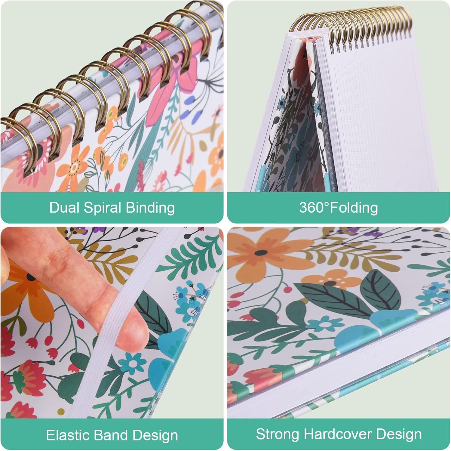 Spiral Notebook, B5 Lined Journal for women, Hardcover Spiral Journal with 2 Pockets, College Ruled Large Notebooks 7.48" x 10", 160 Pages Notebook for Office, School Supplies, Gifts - Image 2