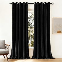 Imperial Rooms Crushed Velvet Curtains 90x90 Inch Black Blackout Curtains for living room Super Soft Privacy Protection & Thermal Curtain 2 Panel with Matching Tiebacks