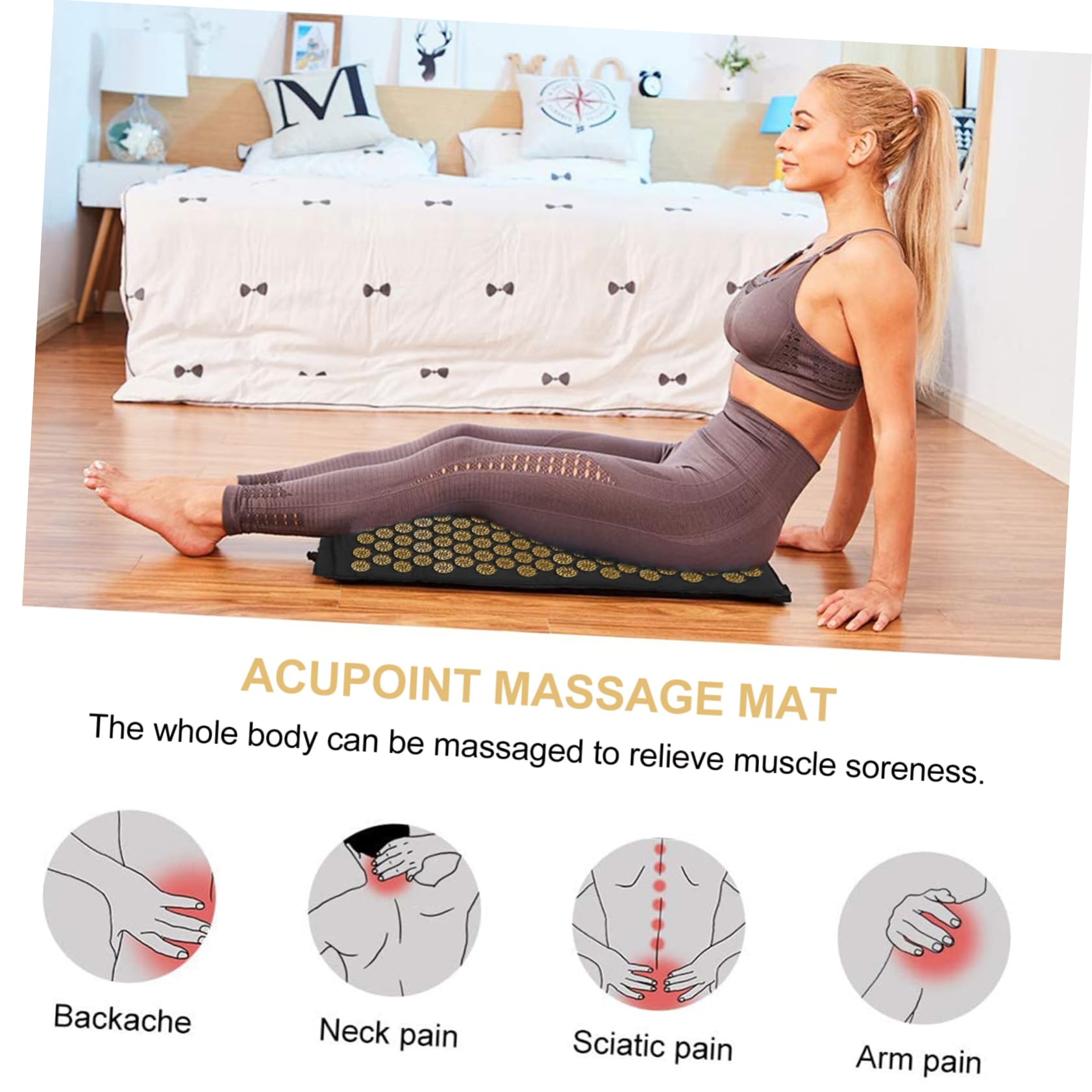 Juego de 2 Almohadas de Masaje de Acupresión Plegables Negras
