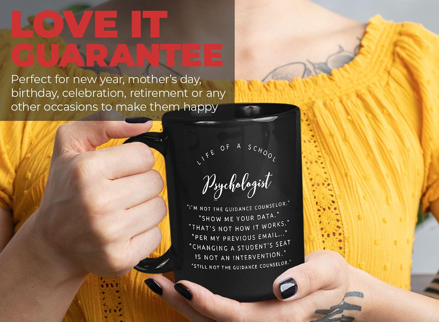 Bubble Hugs Psychology Coffee Mug 15Oz Black - Funny for school Psychologist - Famous Coffee Loving Mug Graduation for Psychiatrist Teacher Therapist Female - Life of School Psychologist