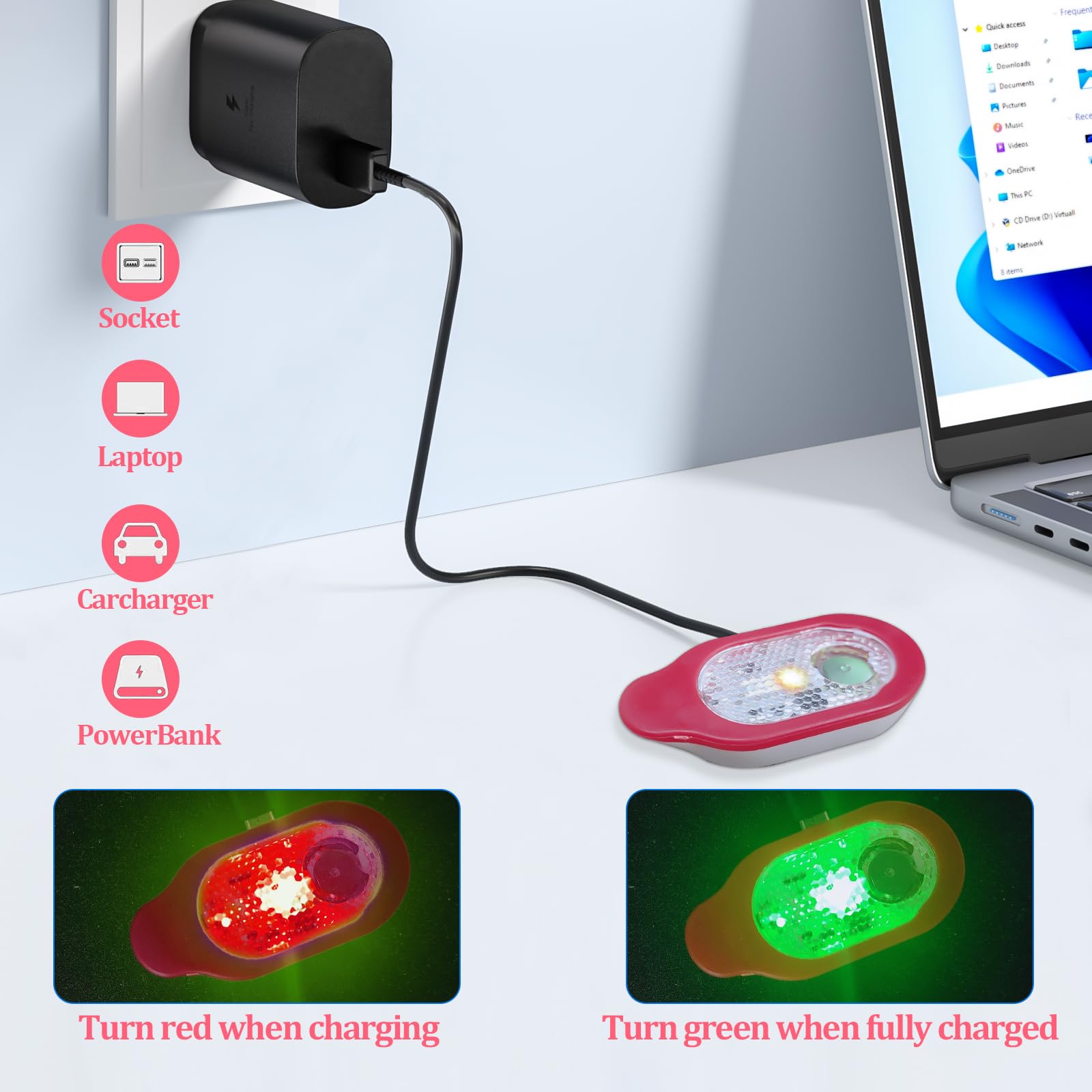 Luz Nocturna LED Con Clip Recargable Por USB - 2 Unidades, 3 Modos De Luz, Ideal Para Enfermería, Seguridad Nocturna Y Actividades Al Aire Libre