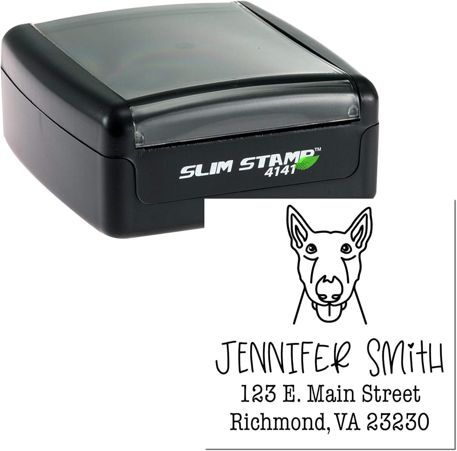Bull Terrier Custom Address Stamp for Calendars, Letters & Envelopes | Handcrafted Personalized Self-Inking Return Address Rubber Stamper | Unique Dog Breed Design Gift for Pet Lovers 1-5/8 Square