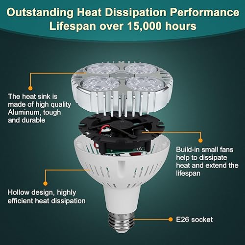 Miniatura 3 de Aolyty Bombilla LED de cuello largo PAR30 de 35 W (equivalente a 75 W) 2800 lm E26 Base de haz de 25 grados Ángel Track Spotlight AC 120v (blanco