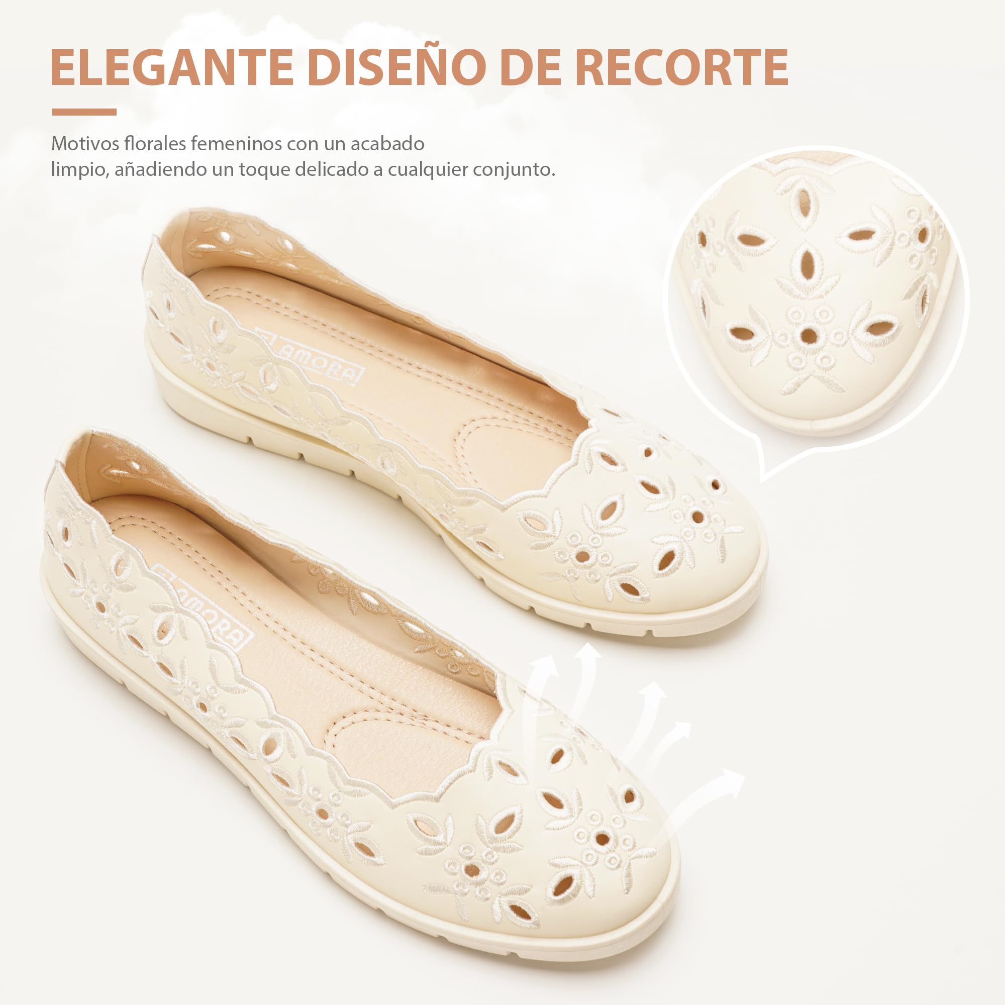 GLAMORA Bailarinas Caladas Mujer Manoletinas Zapatos Planos Mujer Puntera Redonda Zapatos Cómodos Transpirables Primavera Verano Ligero Flexible Suela Gruesa